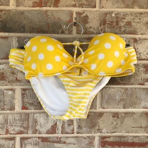 Victoria's Secret Yellow and White Polka Dot Bikini